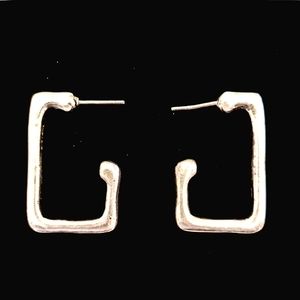 Vintage Barse Thick Square Hoop Earrings – 925 Sterling Silver – 15.46g